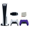 Sony Playstation 5 Disc Version Console (Japan Import) with Extra Purple Controller and 1080p HD Camera Bundle with Cleaning Cloth