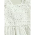 thumbnail image 6 of Qmyliery Toddler Girls Summer Dress, Lace Square-Neck Flying Sleeve One-Piece White And Pink, 6 of 9