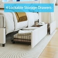thumbnail image 5 of AENKYO Queen Size Bed Frame with LED Lights, Upholstered Storage Headboard & 4 Drawers, and Built-in Charging Station, Beige, 5 of 10