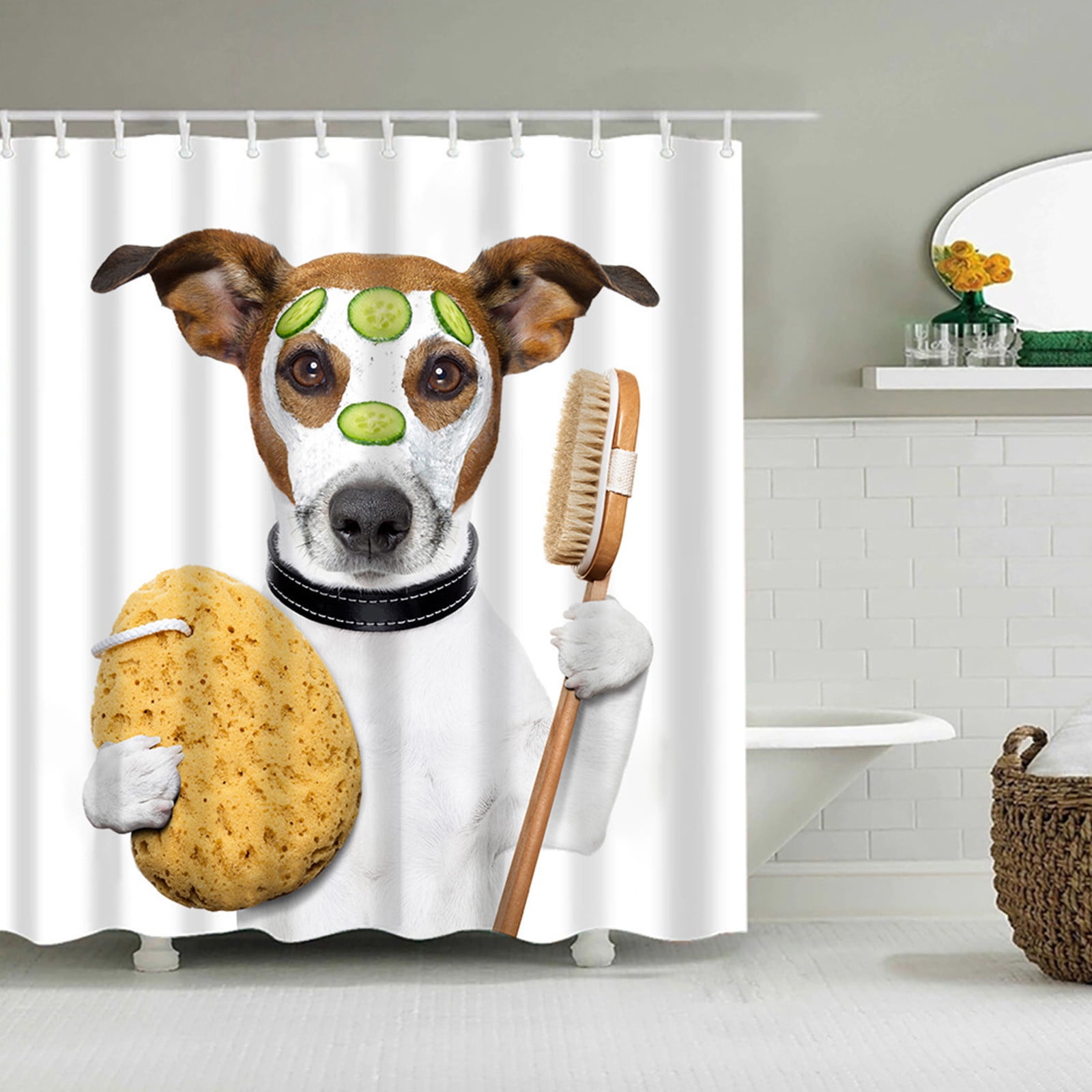 Rideau De Douche Imperméable PEVA Avec œillets - Motif Fleur Blanche - 150x180 Cm - Idéal Pour Baignoire Et Douche - 10