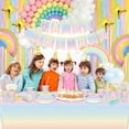thumbnail image 6 of Pastel Rainbow Birthday Party Supplies, Includes Happy Birthday Banner, Tablecloth, Plates, Napkins, Cups, Knives, Forks, Spoons, Straws, Balloons for Girls Birthday Party Decorations, Serves 20, 6 of 6