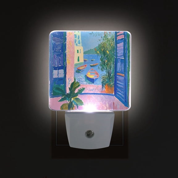 Yayeee LED Plug in Night Light for The Home with Auto Dusk to Dawn Light Sensors, 2 Pack, Purple Window