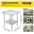 thumbnail image 5 of VEVORbrand Stainless Steel Work Table 24 x 24 x 32 inch Commercial Kitchen Prep & Work Table Heavy Duty Prep Worktable Metal Work Table with Adjustable Feet for Restaurant, Home and Hotel, 5 of 9