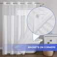 thumbnail image 4 of No Hook Shower Curtain Liner Set, Snap in Hookless Shower Curtain with Tassels, Ringless Chevron Tufted Fabric Boho Bathroom Curtains, Mesh Top Window Hotel Style Bath Curtains 74" x 71", White, 4 of 8