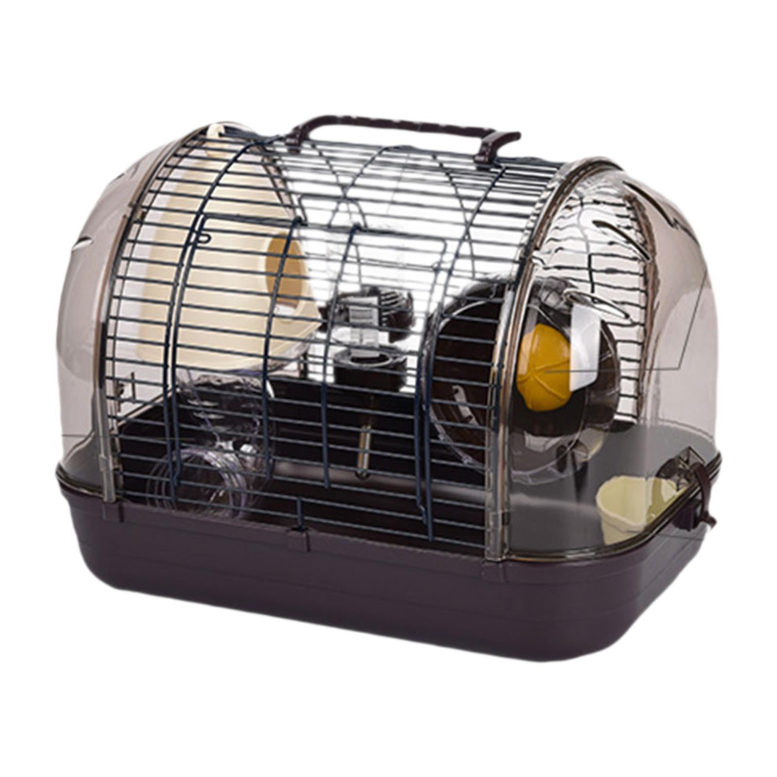 FashionCha Pet Carrier Small Animal Cage Portable Openable Top Chinchilla House for Gerbils Coffee
