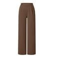 thumbnail image 4 of Womens Dress Pants, Audhol Women's Wide Leg Dress Pants 27"/29"/31" High Waisted Work Casual Sweatpants Trousers with Pockets Work Pants Women Coffee 3XL, 4 of 7