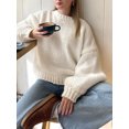 thumbnail image 3 of Women Solid Long Sleeves Round Neck Pullover Women's Casual Long Sleeve Sweater, 3 of 4