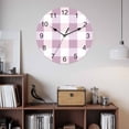 thumbnail image 2 of Wall Clock Pink White Buffalo Plaid Clocks PVC Silent Non-Ticking Battery Operated Decorative Classic Checked Round Clock for Home Living Room Kitchen Bedroom Office School Wall Decor 10 Inch, 2 of 9