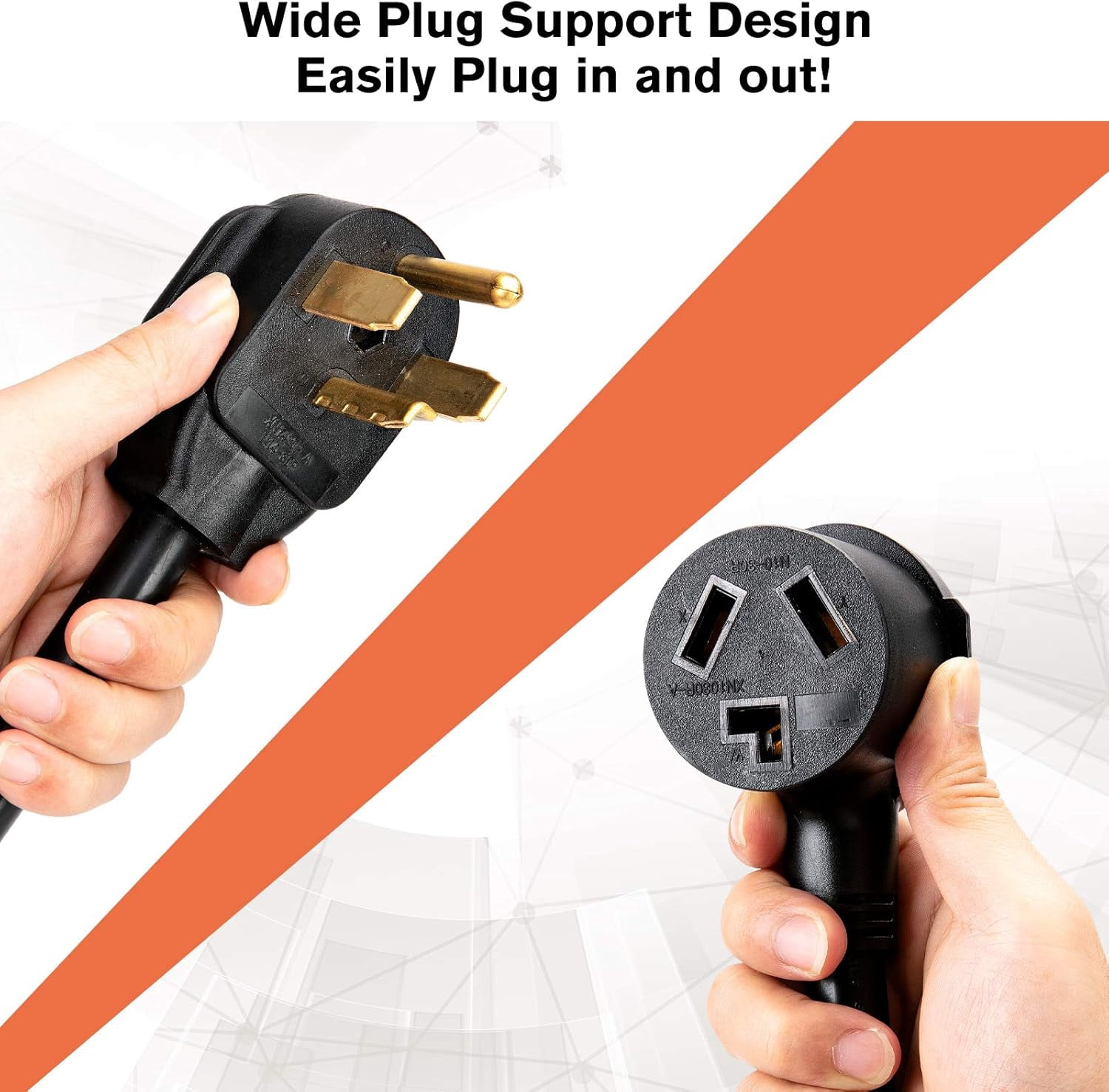 1.5FT 3 Prong to 4 Prong Dryer Adapter - Perfect 3 to 4 Prong Dryer Plug Adapter, 14-30P Male to 10-30R Female Receptacle, 30A, 250V!