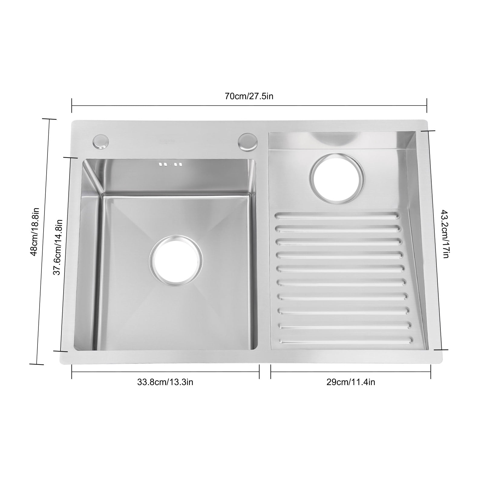 Wildnix Utility Sink Laundry Tub with Double Basins, Stainless Steel Construction, Excellent Drainage Performance, Modern and&nbsp; Design