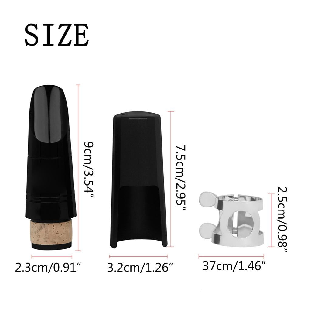 CEORPER Reliable Clarinet Saxophone Mouthpiece Set with Ligature and Plastic Caps Clarinet Flute Head Mouthpiece Easy to Replace