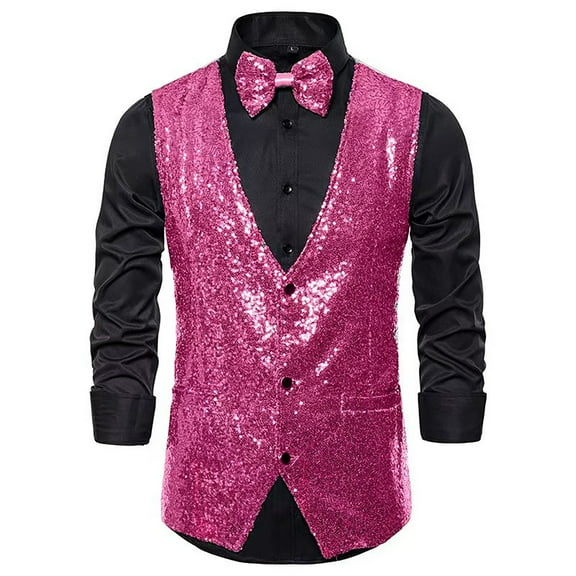 HXWCHs Men's Suit Vest Slim Fit Business Wedding Sleeveless Tank with Cravat Ideal Outerwear for formal Occasions L Red