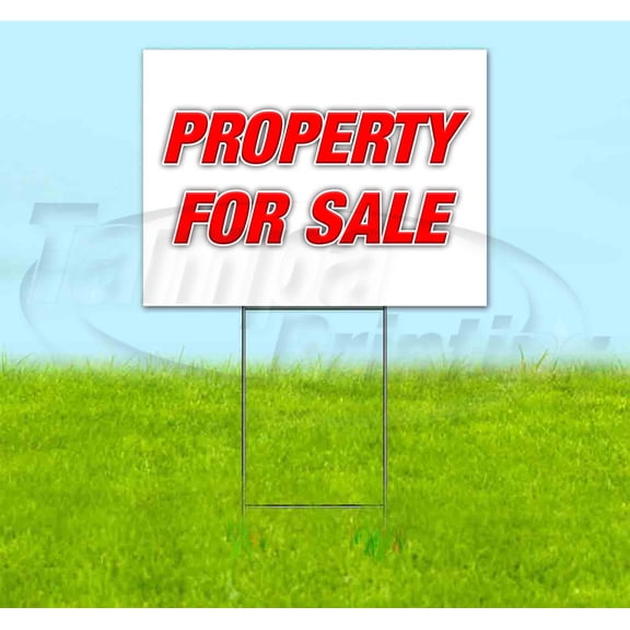 Property For Sale (18" x 24") Yard Sign, Includes Metal Step Stake