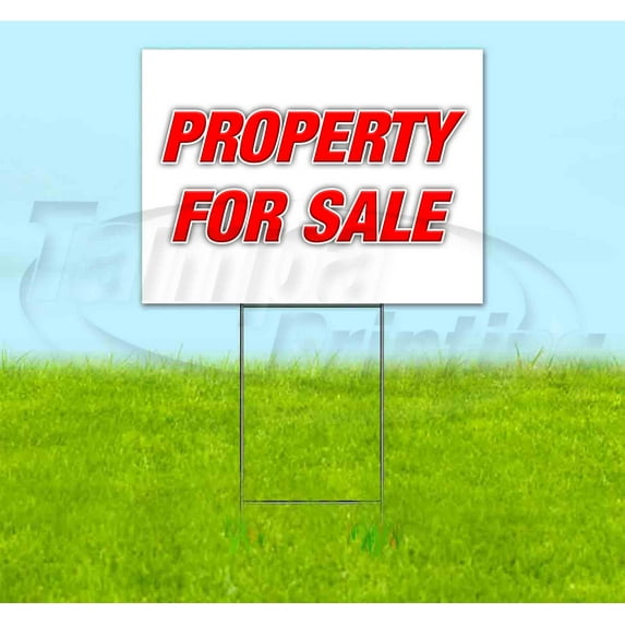 Property For Sale (18" x 24") Yard Sign, Includes Metal Step Stake