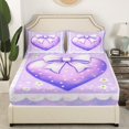 thumbnail image 3 of Erosebridal Love Heart Queen Sheet Sets, Cute Ribbon Bedding Queen Size, Cartoon Flower Decor, 4pcs, 3 of 7