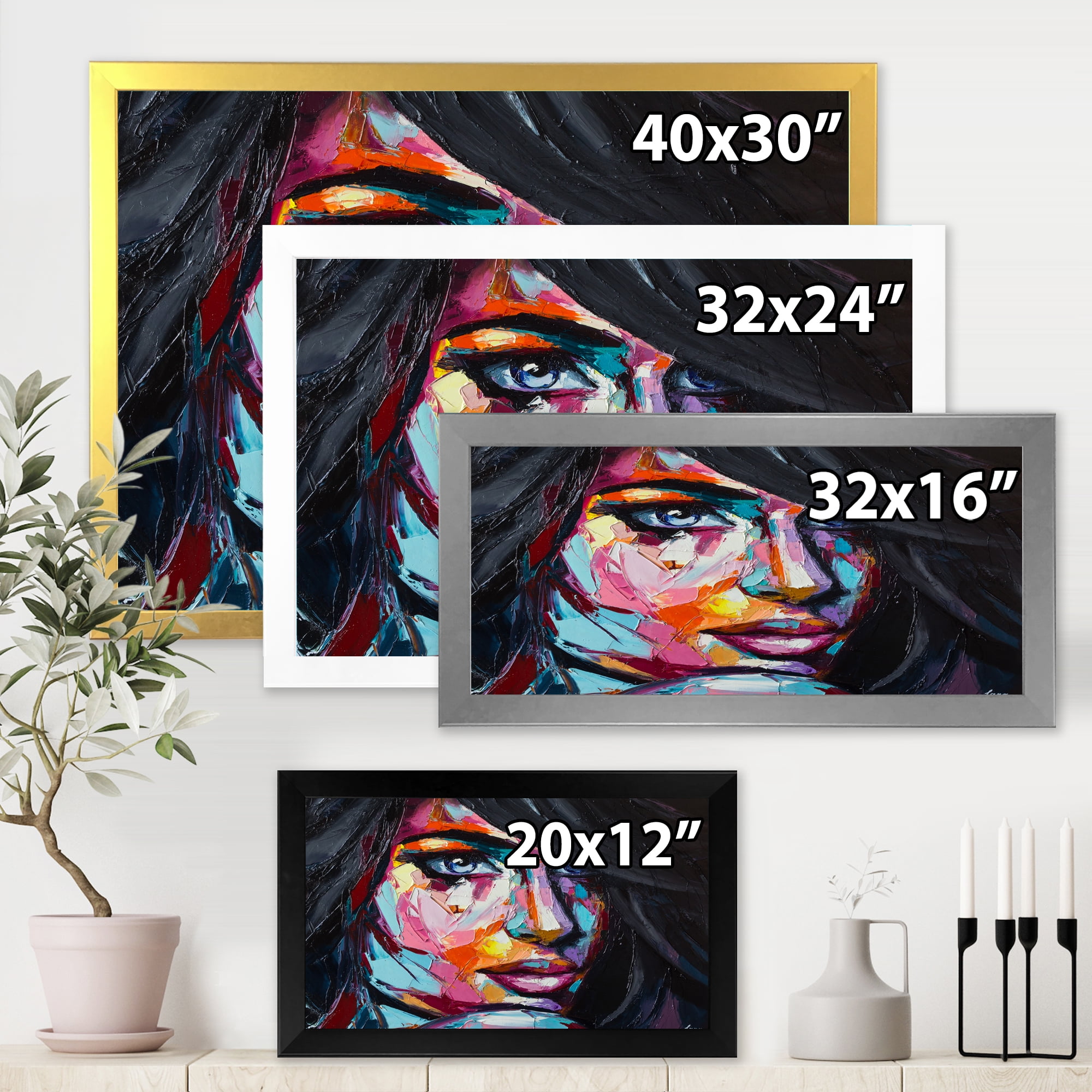 Designart 'Abstract Colorful Fantasy Portrait Of A Young Woman II' Modern Framed Art Print