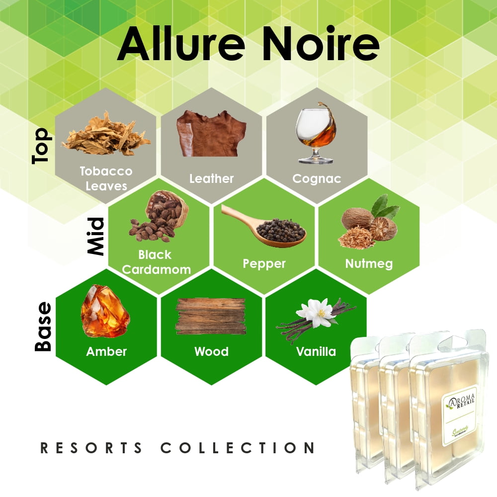 Aroma Retail Allure Noire Soy Wax Melts for Wax Warmer Woodsy Scent, 3-Pack