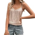 thumbnail image 2 of Gkeoshab Blouses for Women Sequin Reflective Tank Top Thin Summer Sleeveless Vest with Button Accent for Daily Wear & Parties Gold S, 2 of 3