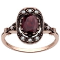 thumbnail image 1 of 10k Rose Gold Vintage Style Genuine Oval Garnet and Cultured-Pearl Ring, 1 of 5