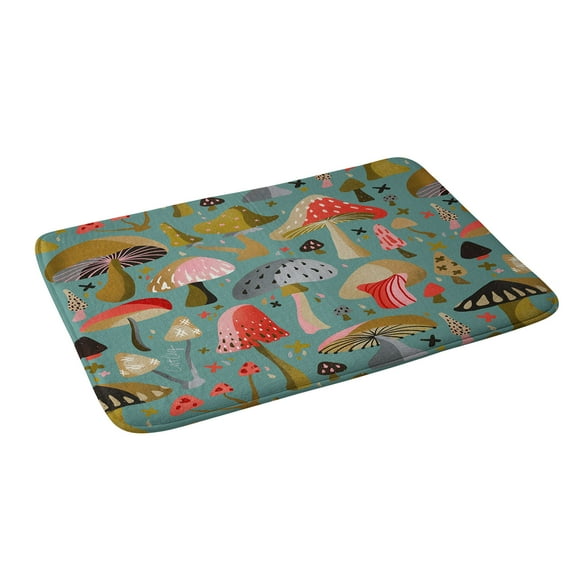 Society6 Cat Coquillette Mushroom Collection Mint Bath Mat 34" x 21"