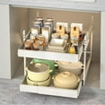 thumbnail image 4 of Expandable Pull Out Cabinet Organizer, 2 Tier Pull Out Kitchen Storage With Slide Out Drawers, Adjustable Cabinet Pull Out Shelves for Kitchen Pantry Bathroom Cabinet, 4 of 6