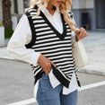 thumbnail image 4 of PiGOGI Women's Slim Fit VNeck Sleeveless Waistcoat Knit Sweater Casual Layering Piece Black XL, 4 of 6