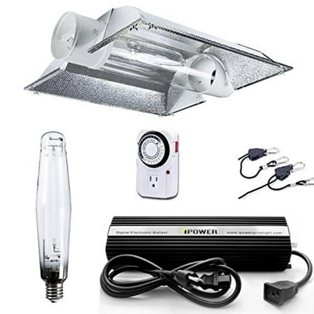 iPower 1000W HPS Bulb Air Cool Tube Reflector Hood Set 1000 Watt Digital Dimmable Ballast Grow Light System Kits for Indoor Plants XL (Best Air Cooled Reflector For 1000w)
