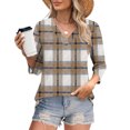 thumbnail image 7 of WRKEKC 3/4 Length Sleeve Womens Tops V Neck Plaid Print Loose Fit Comfortable Casual T-Shirts for Women, 7 of 7
