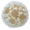 thumbnail image 6 of Bridal Wedding Bouquet with Diamond Pearl Ribbon - Handmade Satin Rose Round Bouquet for Bride, Bridesmaid, Valentine's Day, Quinceanera & Toss Ceremony (Cream,9"x5.9"), 6 of 6