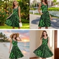 thumbnail image 5 of Jiueut Green Polynesia Plumeria Monstera Palm Leaves Pattern Matching Shirts for Couples Mens Hawaiian Boho Shirts, Womens Sleeveless Flare Dress, Beach Vacation Outfit for Husband Wife, Size XL, 5 of 5