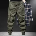 thumbnail image 2 of Pantalones Hombre Moto Invierno Negro Cargo Pantalones para Hombre Biker Forrado Polar Nailon Emo Moda Talla Grande Alta Calidad Diseñador, 2 of 4