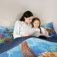 thumbnail image 4 of Feelyou Teen Sea Turtle Twin Bedding Sets 7-Piece, Cartoon Sealife Bedding Comforter Set, Dreamy Underwater World Reversible Sheet Sets, Luxury Bedroom Decor, 4 of 7