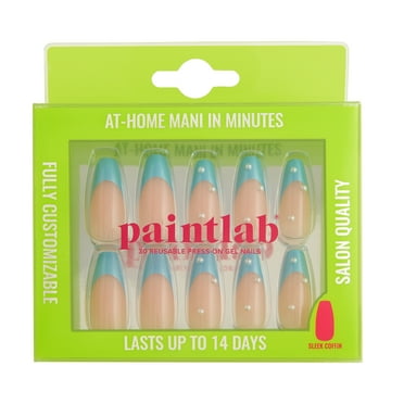 PaintLab Press on Nails Moonlit Periwinkle Blue, Sleek Coffin