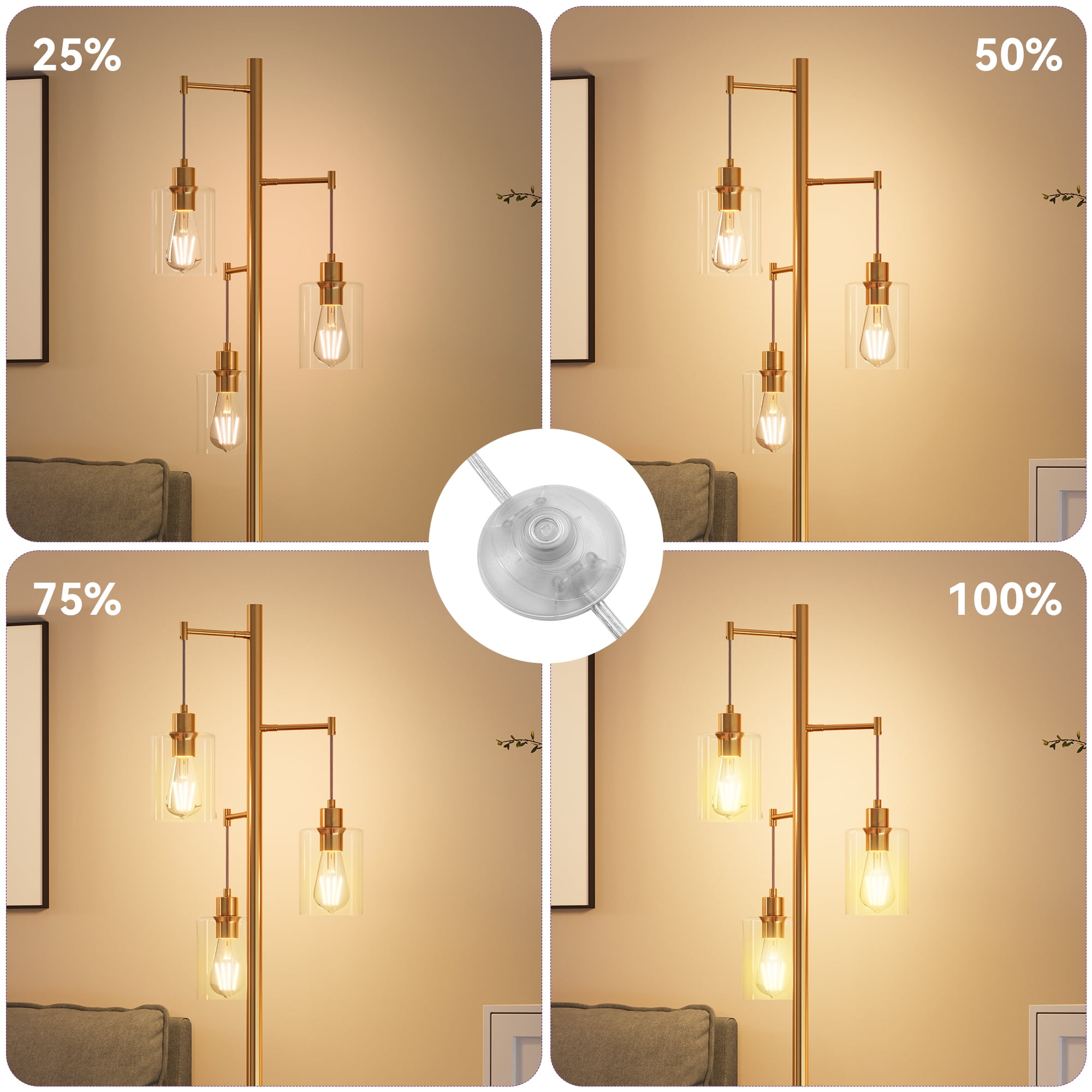 Uforic 3-Light Modern Tree Floor Lamp for Bedroom Office Living Room.(Bulbs Not Included)
