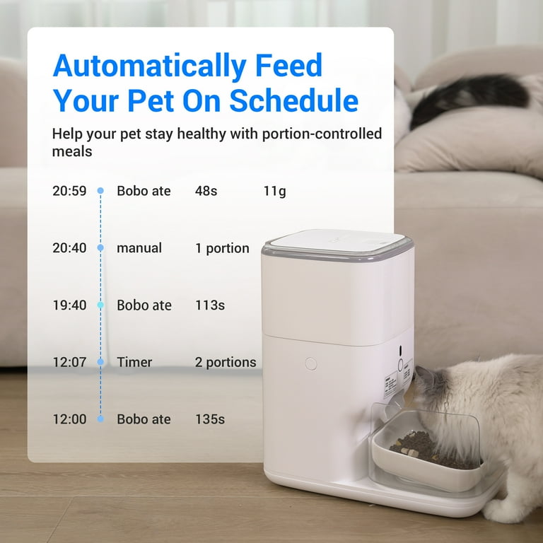 CATLINK Automatic Cat Feeder Health Report for Cats 4L Capacity WiFi Enabled Pet Food Dispenser App Control Backup Batteries Timed Cat Food