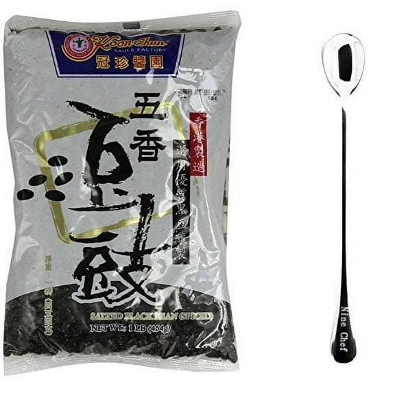 NineChef Bundle - Koon chun Chinese Douchi Fermented Black Bean 16oz (3 Pack)   1 NineChef Spoon
