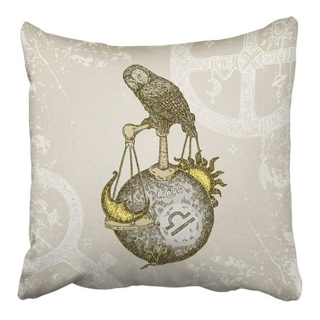 CMFUN Sketch Vintage Sign of Zodiac Libra Color Animal Astrology Astronomy Autumn Pillowcase Cushion Cover 16x16