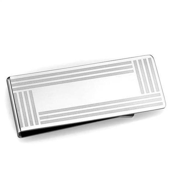 Men High Polished Stainless Steel Money Clip with No Stone in No Stone