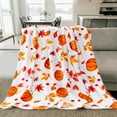 thumbnail image 3 of Fall Maple Leaf Throw Blanket Autumn Leaf Blanket Autumn Thanksgiving Decor Super Soft Flannel Throw Blanket Lightweight Fluffy Plush Fuzzy Bed Blanket for Bedding Sofa and Travel 50"X59.6", 3 of 7