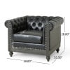 thumbnail image 3 of GDF Studio Batavia Chesterfield Tufted Club Chair with Nailhead Trim, Midnight Black and Dark Brown, 3 of 8