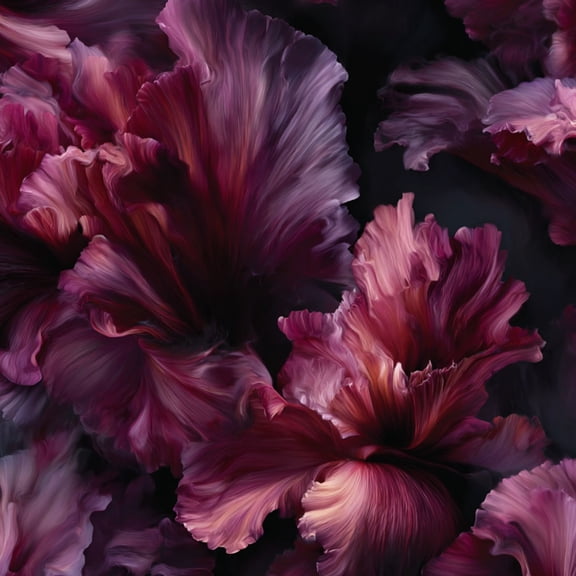 Moody Peel and Stick Wallpaper Fluid Motion Burgundy Petals Against Shadowy Wall Mural 23.6in x 9.8ft Self Adhesive Removable Wall Paper Renter Friendly Wallpaper for Bedroom Bathroom Cabinet