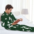 thumbnail image 6 of Picia Christmas tree green plaid Pattern Men’s Long-Sleeve Sleepwear Set - Soft 2-Piece Loungewear with Pockets, Comfy PJs for Relaxing Nights-Medium, 6 of 7