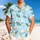thumbnail image 1 of Blusa y camisa de manga corta con cuello vuelto para hombre, blusa informal de moda con cuello vuelto, blusa estampada de manga corta con botones, blusa de poliéster para hombre, 1 of 6