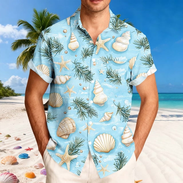 Ceisia Men's Relaxed Fit 3D Marine Life Print Hawaiian Shirt Short Sleeve Summer Beach Casual Button Down Shirt (S-5XL) Gifts