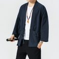 thumbnail image 3 of Casual Jackets for Men 2025 Japanese Lightweight Loose Linen Cardigan Jacket with Pockets Outerwear Coat, 3 of 7