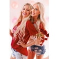 thumbnail image 4 of ABPHQTO Top de mujer con estampado en forma de corazón rojo y manga larga con bloques de color, 4 of 5