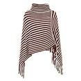 thumbnail image 6 of StylesILove Women Autumn Winter Knit Striped Turtleneck Fringe Poncho Pullover Shawl Warm Soft Wrap Lightweight Cape (Burgundy), 6 of 6