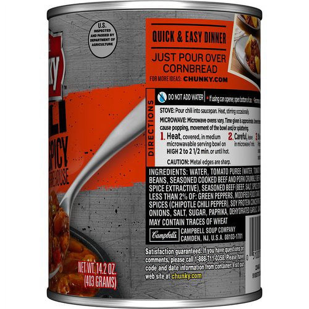 Campbell's Chunky Hot & Spicy Beef & Bean Firehouse Chili, 14.2 oz