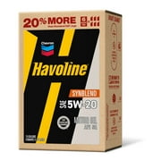 Chevron Havoline Synthetic Blend Motor Oil 5W-20, 6 Quart, Smart Change Box Case (2-Pack)