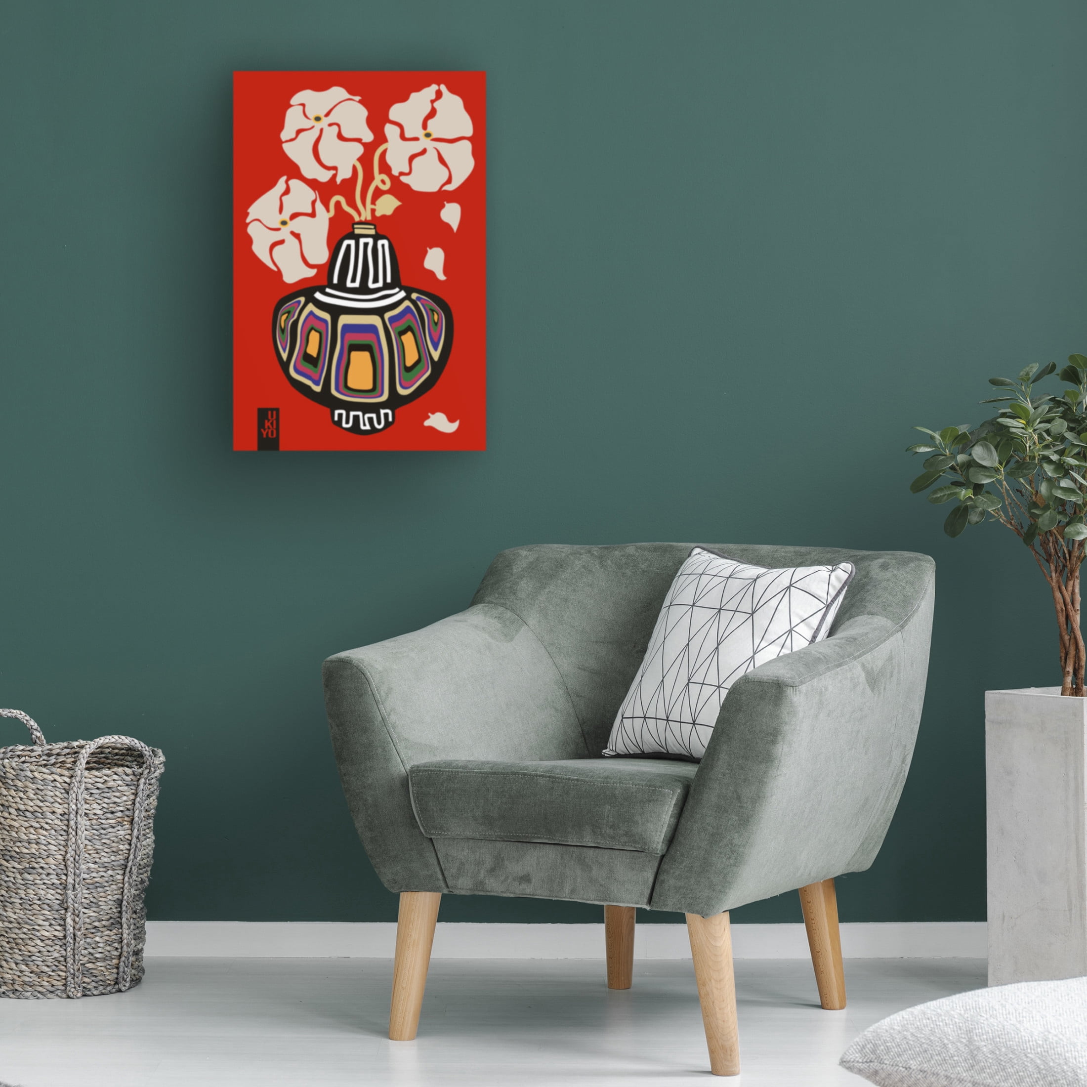 Trademark Fine Art Frances Collett Ukiyo Vase Flower Rainbow Red Canvas Wall Art